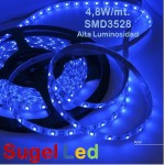 Tira LED 5 mts Flexible 24W 300 Led SMD 3528 IP20 Azul Alta Luminosidad